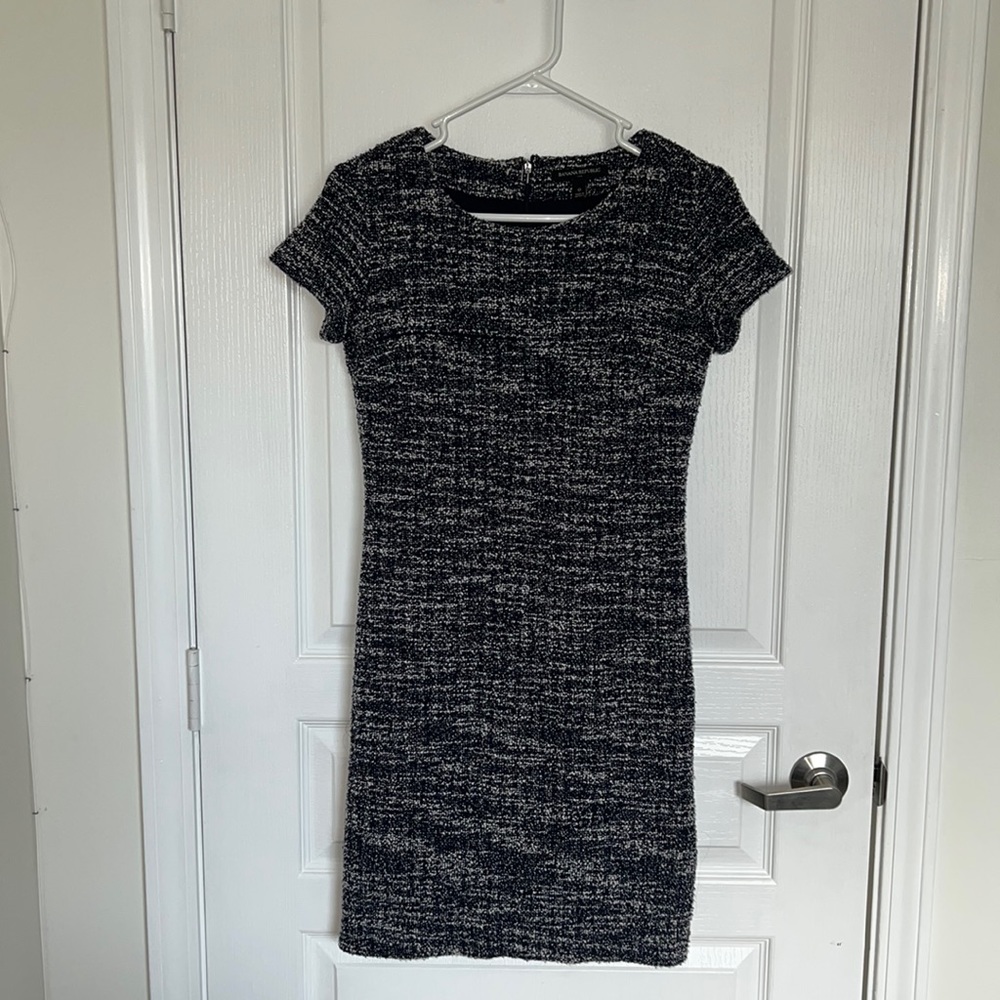 Banana Republic Navy and White Tweed Dress